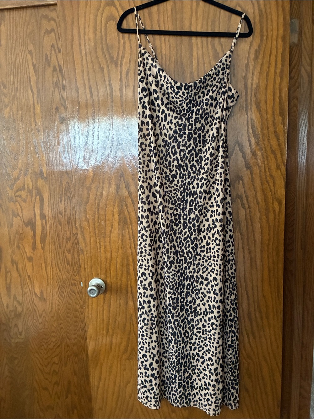 Leopard Print Slip Dress - Black & Tan